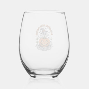 Halloween Pumpkin Ghost Vintage Engraving Shirt_1 Stemless Wine Glass