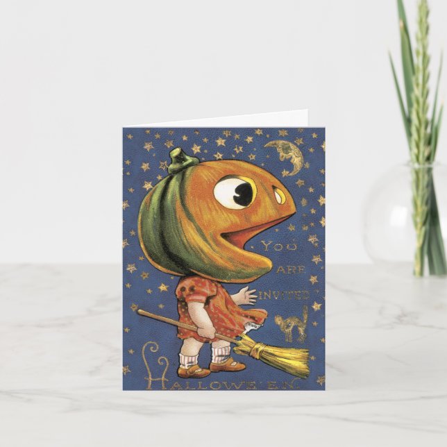 Halloween Pumpkin Girl Party Invitation (Front)