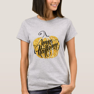 Halloween Pumpkin Golden Foils Engraved Classic T-Shirt