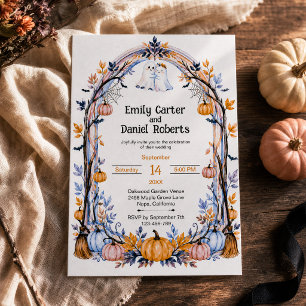 Halloween Pumpkin Gothic Wedding Invitation