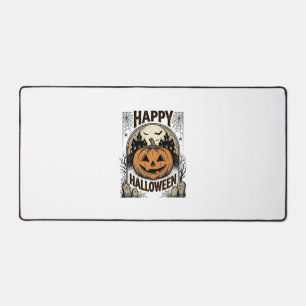 Halloween Pumpkin Graveyard Vintage Spooky Tee Art Desk Mat