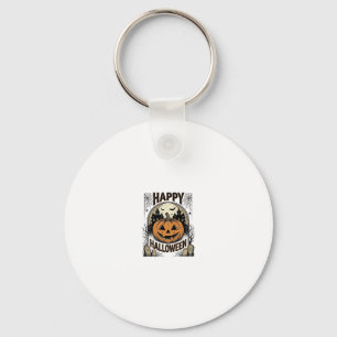 Halloween Pumpkin Graveyard Vintage Spooky Tee Art Keychain