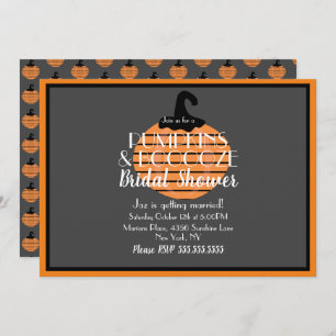 Halloween Pumpkin Grey and Orange Bridal Shower Invitation