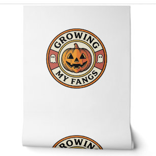 Halloween Pumpkin Growing My Fangs Vintage Badge_1 Wallpaper