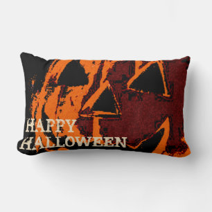 Halloween Pumpkin - grunge style + your ideas Lumbar Pillow