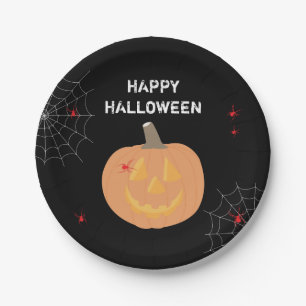 Halloween Pumpkin Happy Halloween Party Paper Plate
