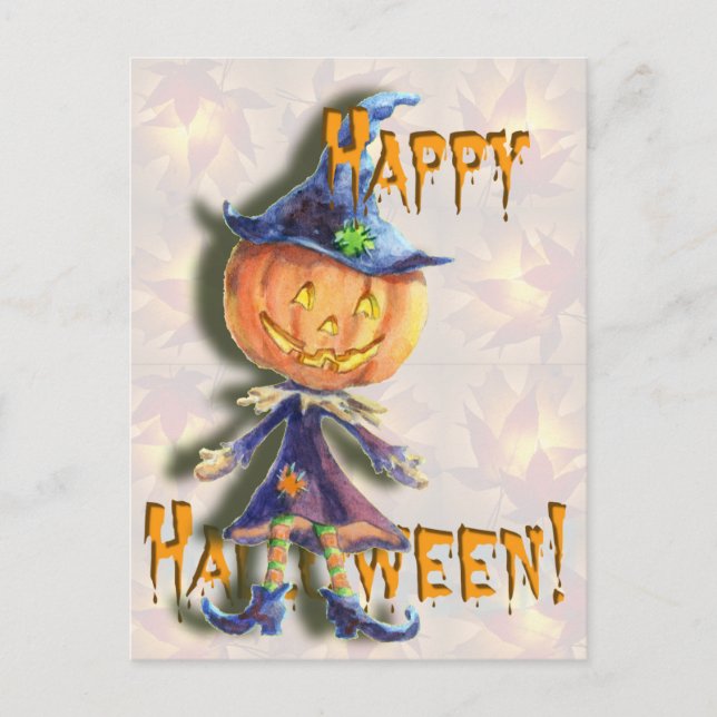 HALLOWEEN  PUMPKIN HEAD by SHARON SHARPE Postcard (Front)