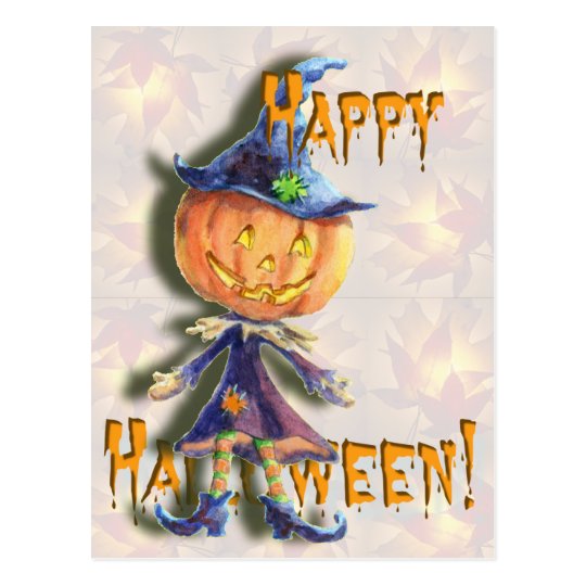 HALLOWEEN PUMPKIN HEAD by SHARON SHARPE Postcard