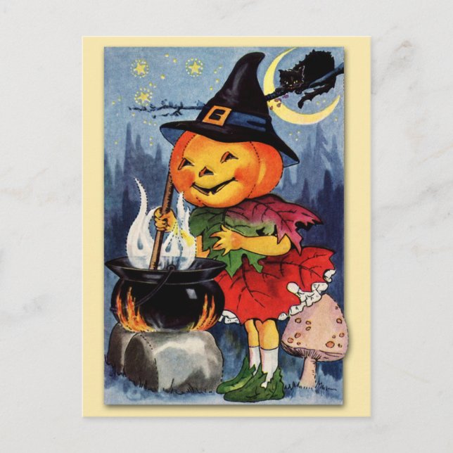 Halloween Pumpkin Head Fairy! Postcard (Front)