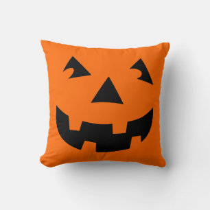 Halloween Pumpkin Head Jack-o-Lantern Throw Pillow