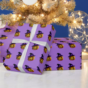 HALLOWEEN Pumpkin Head Purple ~  Wrapping Paper