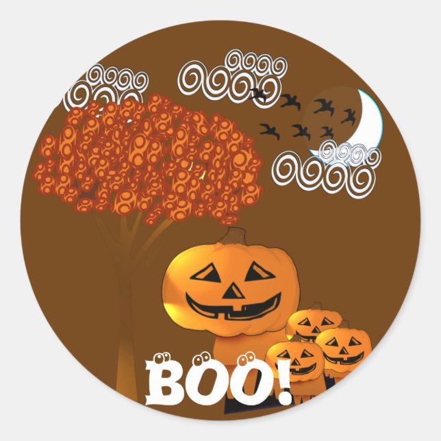 HALLOWEEN PUMPKIN HEADS CLASSIC ROUND STICKER (Front)