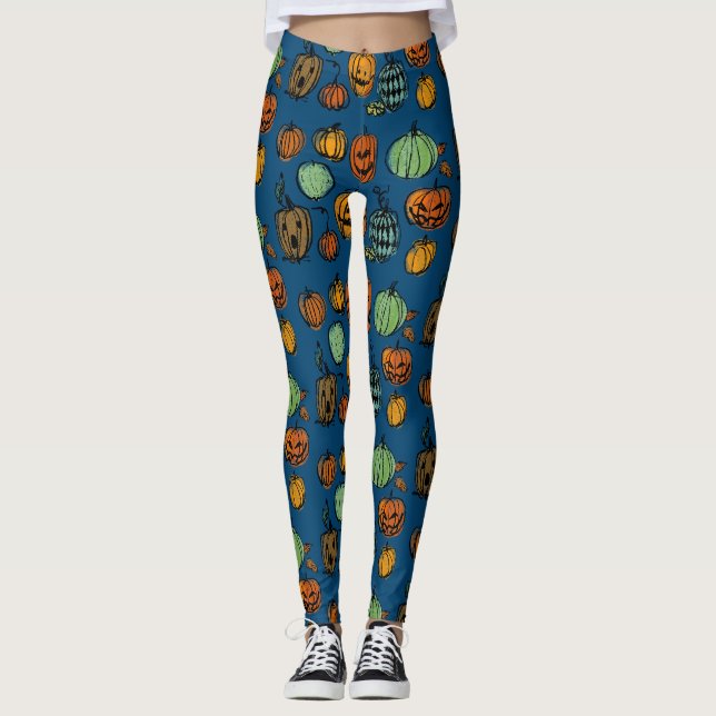 Halloween pumpkin heads  leggings (Front)