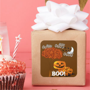 HALLOWEEN PUMPKIN HEADS SQUARE STICKER