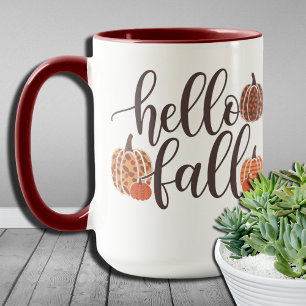 Halloween Pumpkin Hello Fall Leopard Graphic Mug