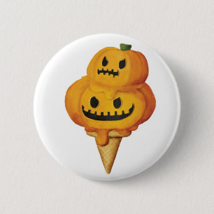 Halloween Pumpkin Ice Cream Cone 2 Inch Round Button