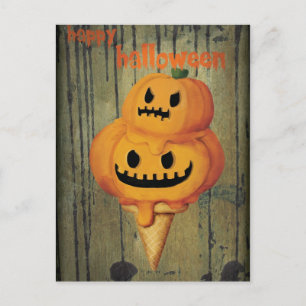 Halloween Pumpkin Ice Cream Cone Postcard