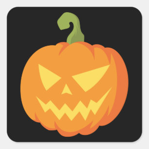 Halloween Pumpkin Illustration Funny Scary Gift Square Sticker