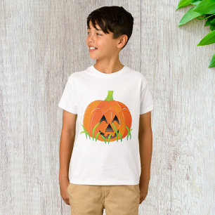 Halloween Pumpkin In Grass T-Shirt