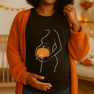 Halloween Pumpkin Inside Belly Pregnant T-Shirt