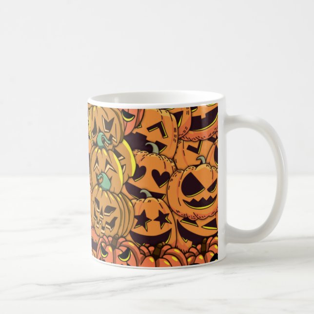 Halloween Pumpkin Jack O Lantern Coffee Mug, Cup (Right)