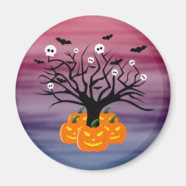 Halloween Pumpkin Jack o’ Lantern Dead Tree Magnet (Front)