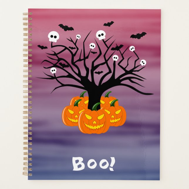 Halloween Pumpkin Jack o’ Lantern Dead Tree Planner (Front)