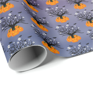 Halloween Pumpkin Jack o’ Lantern Dead Tree Wrapping Paper