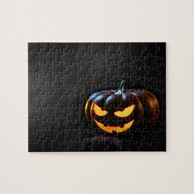 Halloween Pumpkin Jack-O-Lantern Spooky Jigsaw Puzzle (Horizontal)