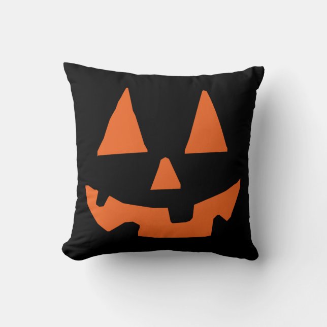 Halloween Pumpkin Jack-o-Lantern Throw Pillow (Front)