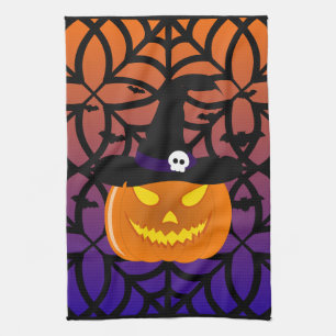 Halloween Pumpkin Jack o’ Lantern Witch Hat Kitchen Towel