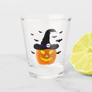 Halloween Pumpkin Jack o’ Lantern Witch Hat Shot Glass