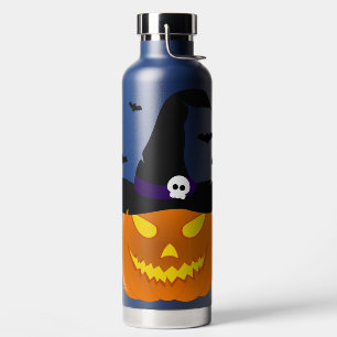 Halloween Pumpkin Jack o’ Lantern Witch Hat Water Bottle