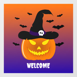 Halloween Pumpkin Jack o’ Lantern Witch Hat Window Cling