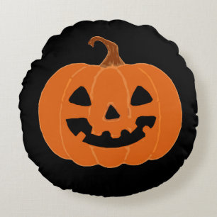 Halloween Pumpkin Jackolantern Stickers Round Pillow