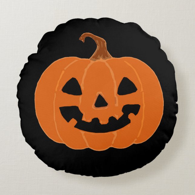 Halloween Pumpkin Jackolantern Stickers Round Pillow (Front)