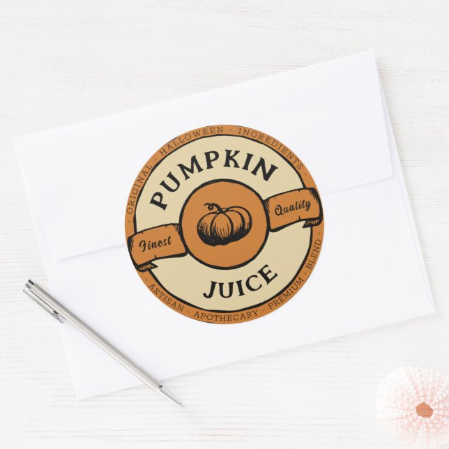  halloween pumpkin juice lable classic round sticker (Envelope)