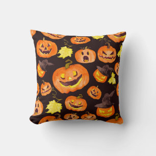 halloween pumpkin king throw pillow