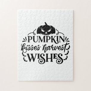 Halloween Pumpkin Kisses Harvest Wishes Birthday Jigsaw Puzzle