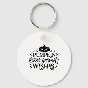 Halloween Pumpkin Kisses Harvest Wishes Birthday Keychain