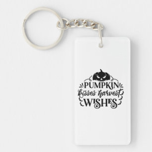 Halloween Pumpkin Kisses Harvest Wishes Birthday Keychain