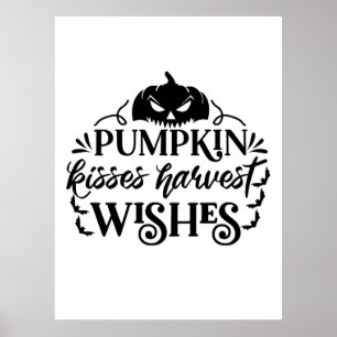 Halloween Pumpkin Kisses Harvest Wishes Birthday Poster