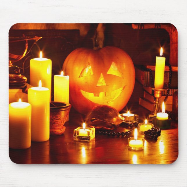 Halloween pumpkin lantern mouse pad (Front)