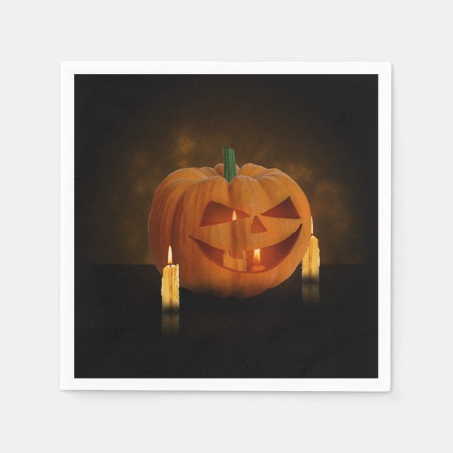 Halloween Pumpkin Lantern with Candles Napkin (Front)