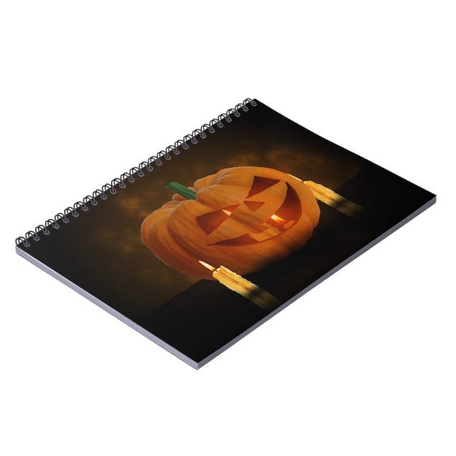 Halloween Pumpkin Lantern with Candles Notebook (Left Side)