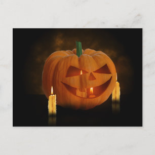 Halloween Pumpkin Lantern with Candles Postcard