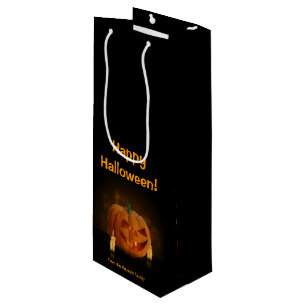 Halloween Pumpkin Lantern with Candles Wine Gift Bag