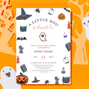 Halloween Pumpkin Little Boo Baby Shower Invitatio Invitation