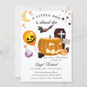 Halloween Pumpkin Little Boo Baby Shower Invitation