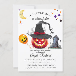 Halloween Pumpkin Little Boo Baby Shower Invitation